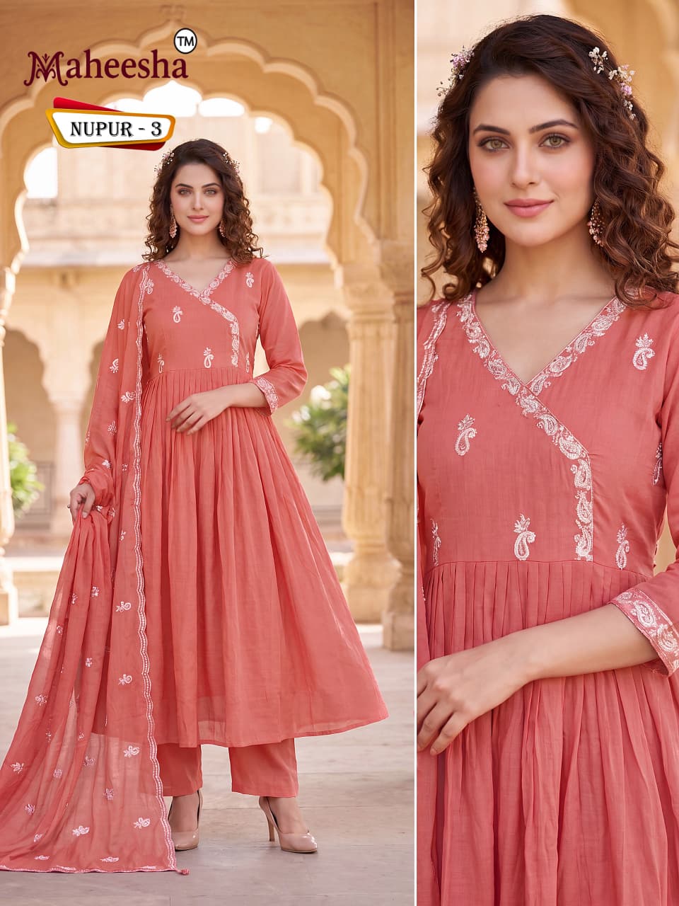 Nupur Maheesha Chiffon Readymade Anarkali Suits Manufacturer Gujarat