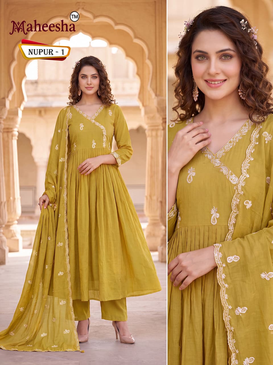 Nupur Maheesha Chiffon Readymade Anarkali Suits Manufacturer Gujarat