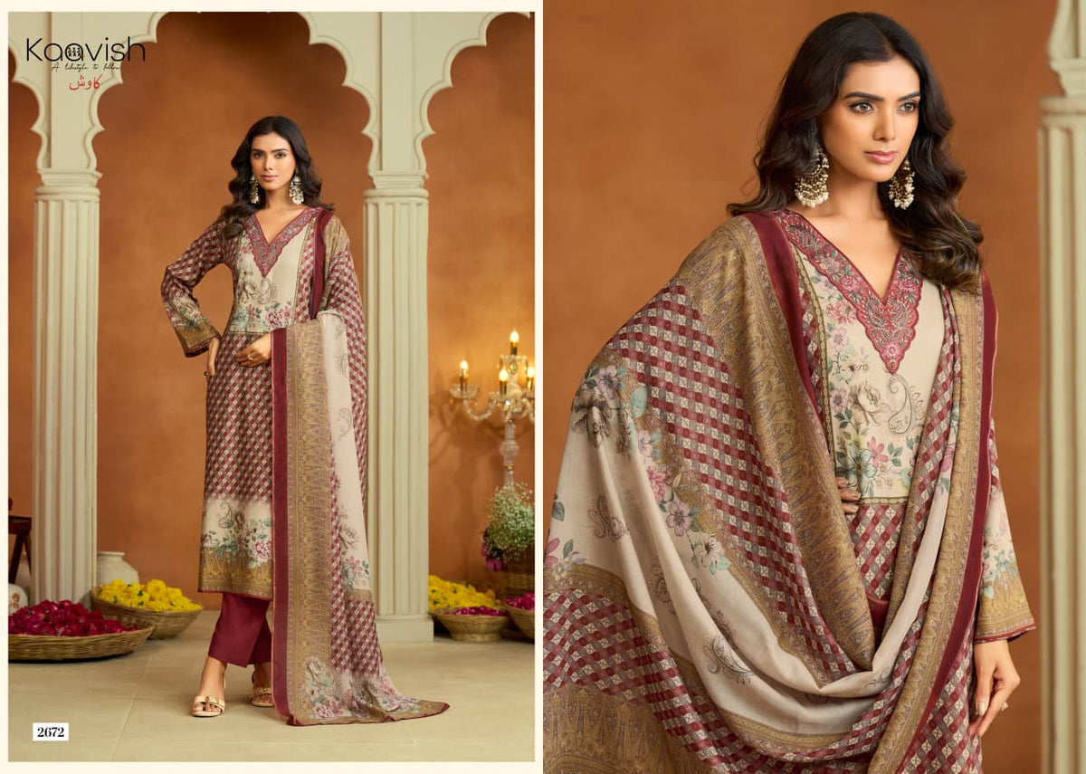 Nurah Kaavish Viscose Pashmina Suits Exporter