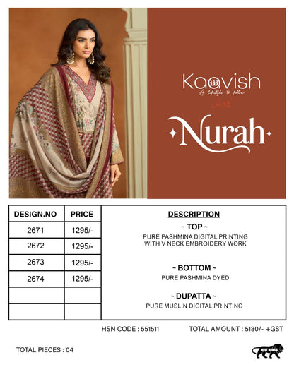 Nurah Kaavish Viscose Pashmina Suits Exporter