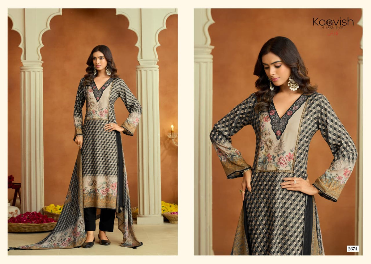 Nurah Kaavish Viscose Pashmina Suits Exporter