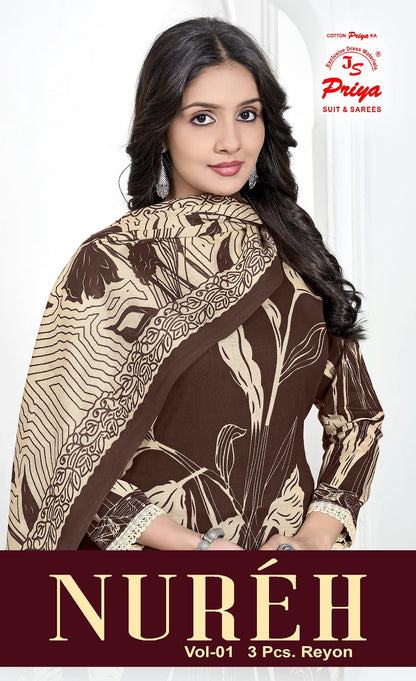 Nureh Vol 1 Js Priya Rayon Pant Style Suits Supplier