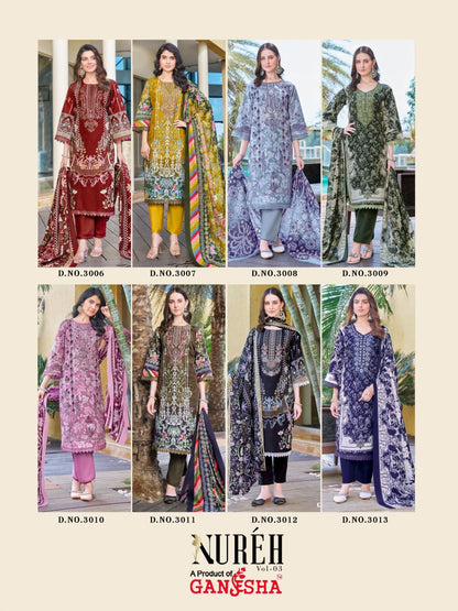 Nureh Vol 3 Ganesha Mix Cotton Karachi Salwar Suits Wholesale Rate