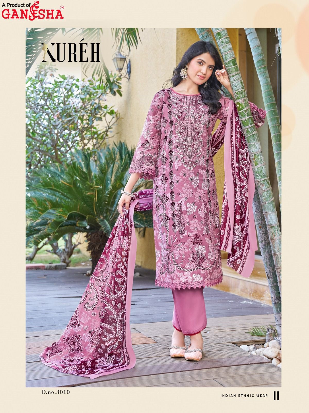 Nureh Vol 3 Ganesha Mix Cotton Karachi Salwar Suits Wholesale Rate