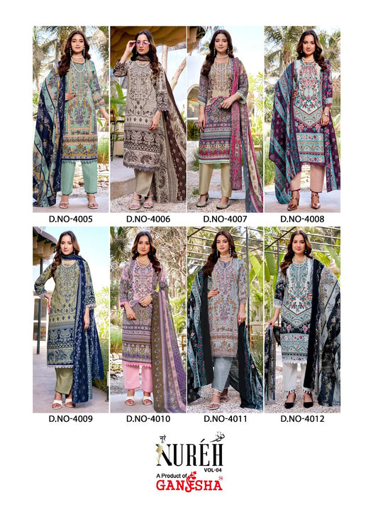 Nureh Vol 4 Ganesha Mix Cotton Karachi Salwar Suits Wholesaler