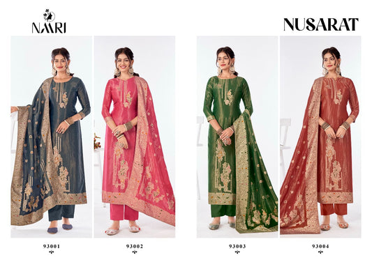 Nusarat Naari Simmer Jacquard Pant Style Suits Exporter Gujarat