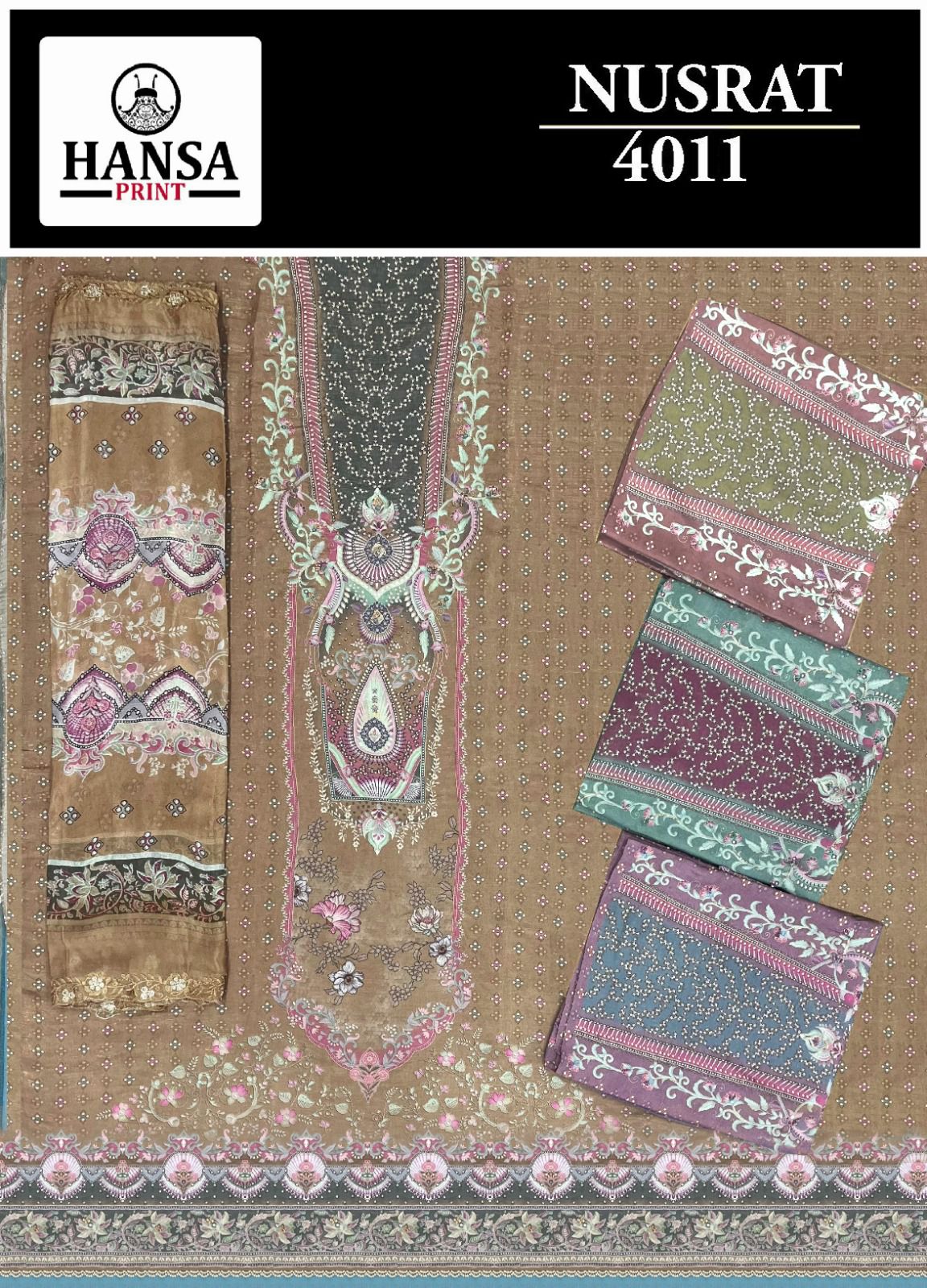 Nusrat 4011 Hansa Prints Silk Salwar Suits Exporter