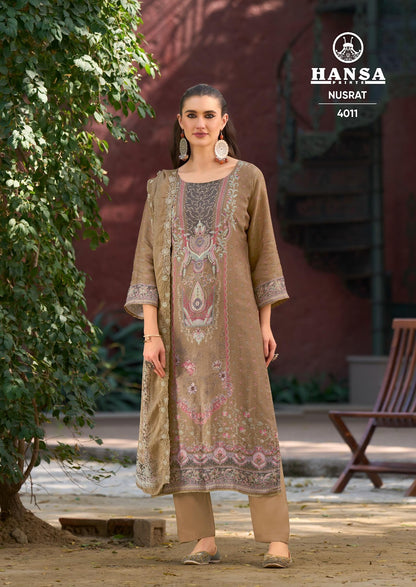 Nusrat 4011 Hansa Prints Silk Salwar Suits Exporter