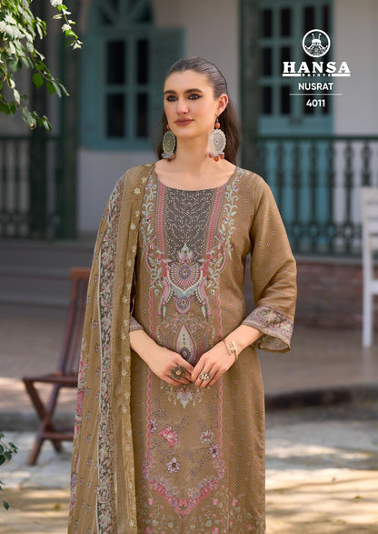Nusrat 4011 Hansa Prints Silk Salwar Suits Exporter
