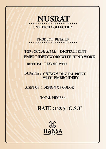 Nusrat 4011 Hansa Prints Silk Salwar Suits Exporter