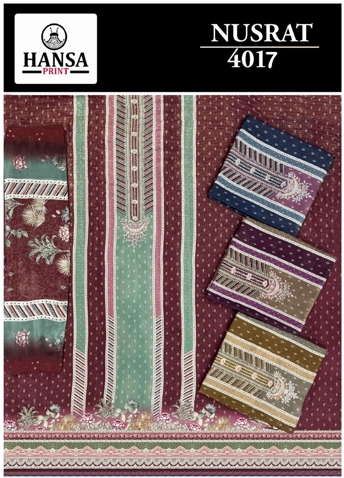 Nusrat 4017 Hansa Prints Silk Salwar Suits Supplier