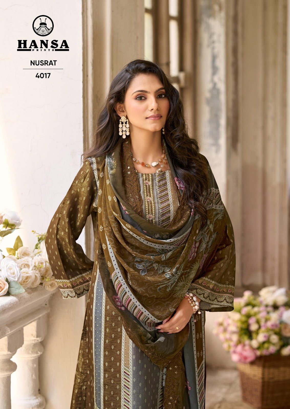 Nusrat 4017 Hansa Prints Silk Salwar Suits Supplier