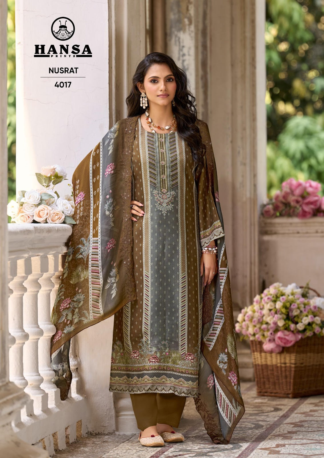 Nusrat 4017 Hansa Prints Silk Salwar Suits Supplier