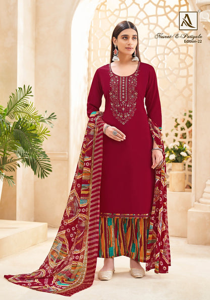 Nusrat E Patiyala Edition 22 Alok Pure Jam Karachi Salwar Suits Manufacturer India
