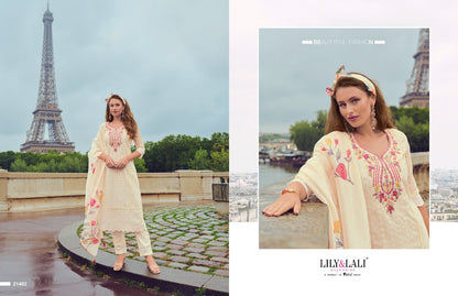 Nusrat Lily Lali Chanderi Schiffli Readymade Pant Style Suits Manufacturer Ahmedabad