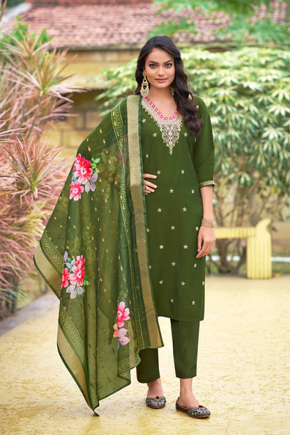 Nusrat Ossm Roman Silk Readymade Pant Style Suits Supplier