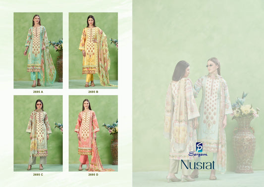Nusrat Sargam Prints Pure Lawn Pant Style Suits Supplier Gujarat