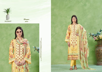 Nusrat Sargam Prints Pure Lawn Pant Style Suits Supplier Gujarat