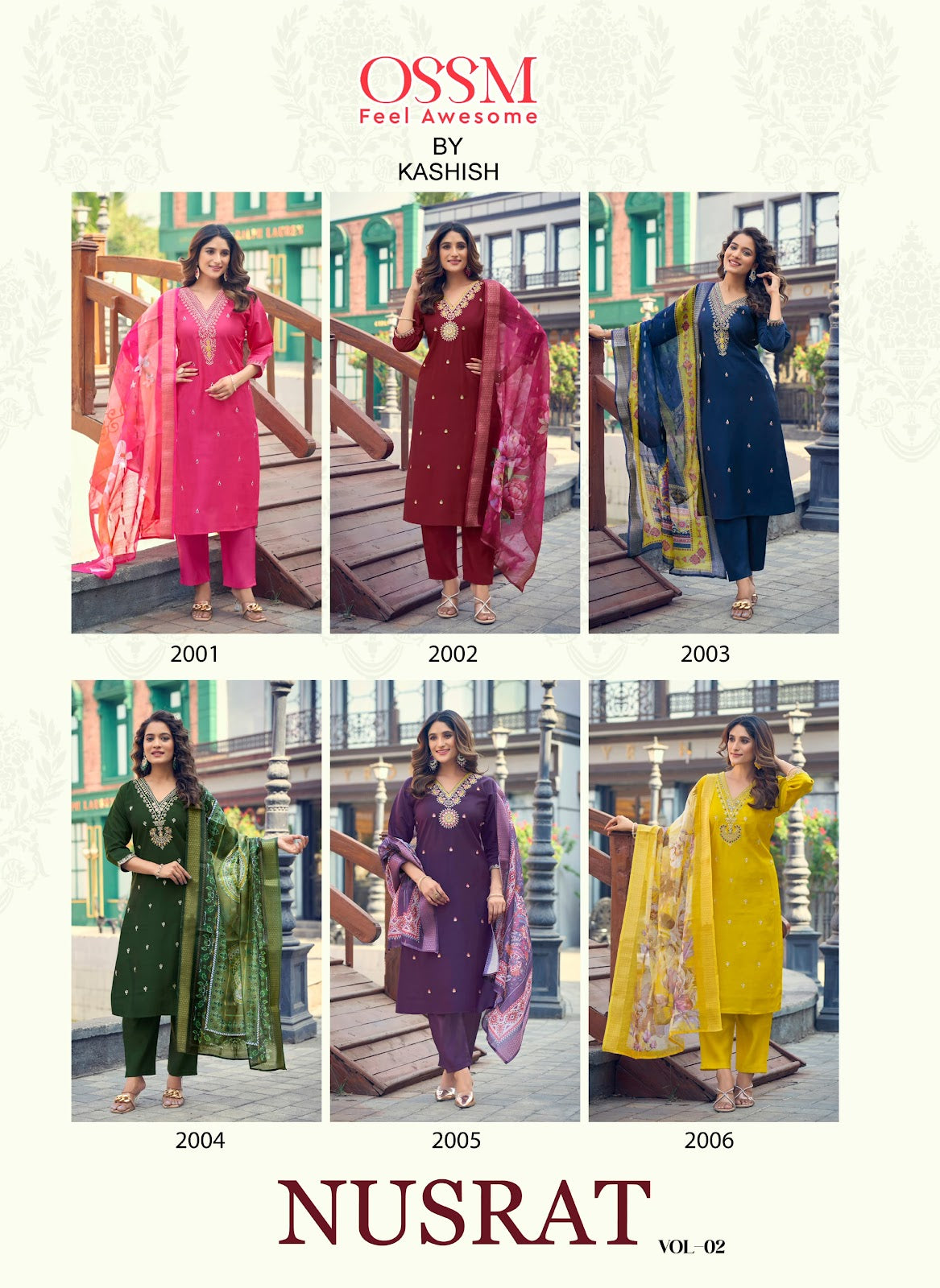 Nusrat Vol 2 Ossm Roman Silk Readymade Pant Style Suits Supplier Ahmedabad