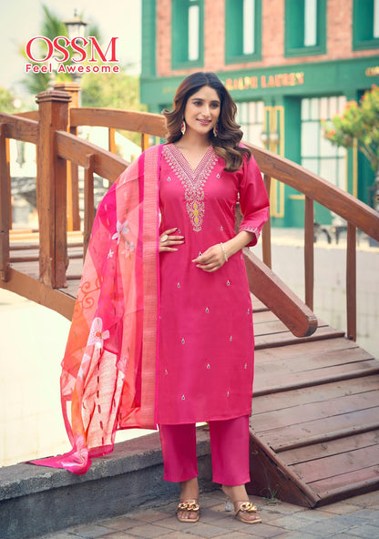 Nusrat Vol 2 Ossm Roman Silk Readymade Pant Style Suits Supplier Ahmedabad