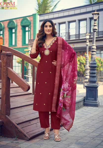 Nusrat Vol 2 Ossm Roman Silk Readymade Pant Style Suits Supplier Ahmedabad