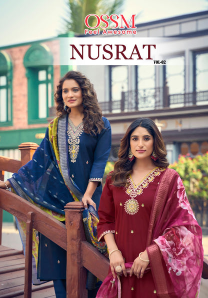 Nusrat Vol 2 Ossm Roman Silk Readymade Pant Style Suits Supplier Ahmedabad