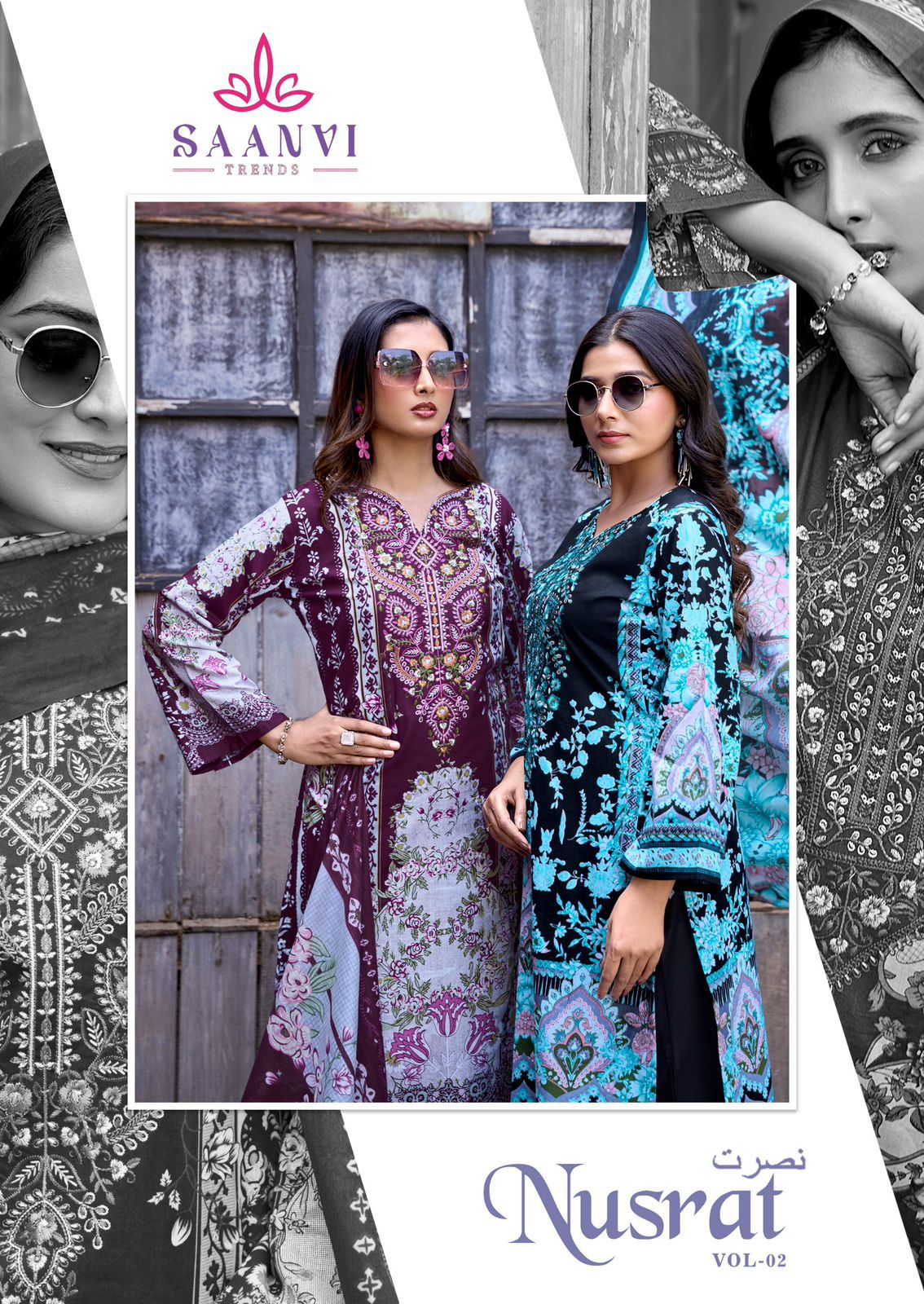 Nusrat Vol 2 Saanvi Cotton Karachi Salwar Suits Exporter Ahmedabad