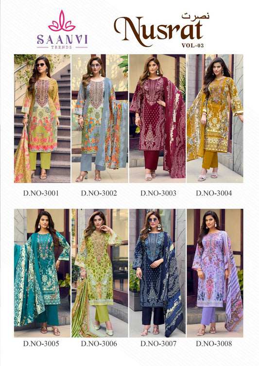 Nusrat Vol 3 Saanvi Cotton Karachi Salwar Suits Manufacturer India