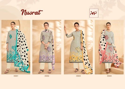 Nusrat Vp Lawn Cotton Pant Style Suits Supplier Gujarat
