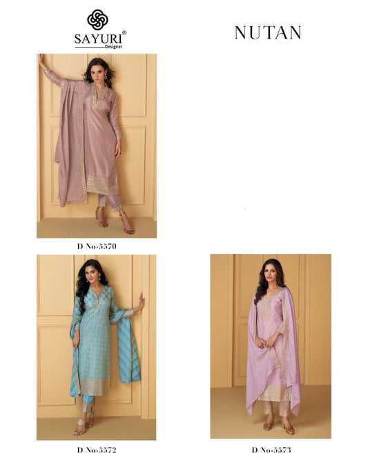 Nutan Nx Sayuri Jacquard Silk Readymade Pant Style Suits Manufacturer Gujarat