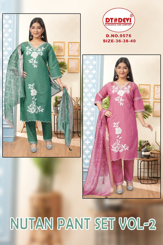 Nutan Vol 2 9576 Dt Devi Roman Simmer Girls Readymade Pant Suits Manufacturer Gujarat
