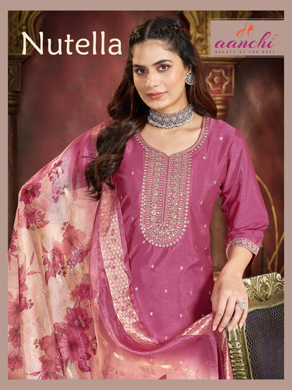 Nutella Aanchi Crystal Silk Readymade Pant Style Suits Wholesaler