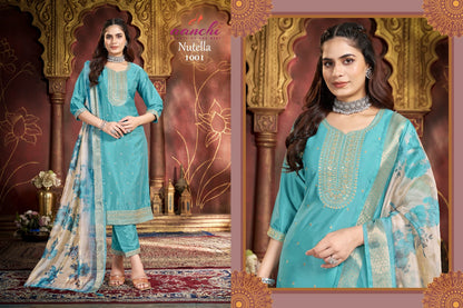 Nutella Aanchi Crystal Silk Readymade Pant Style Suits Wholesaler