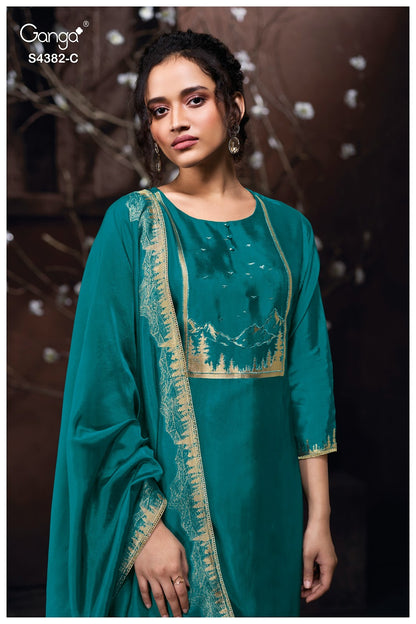 Nuvika 4382 Ganga Pure Viscose Plazzo Style Suits Wholesale Rate