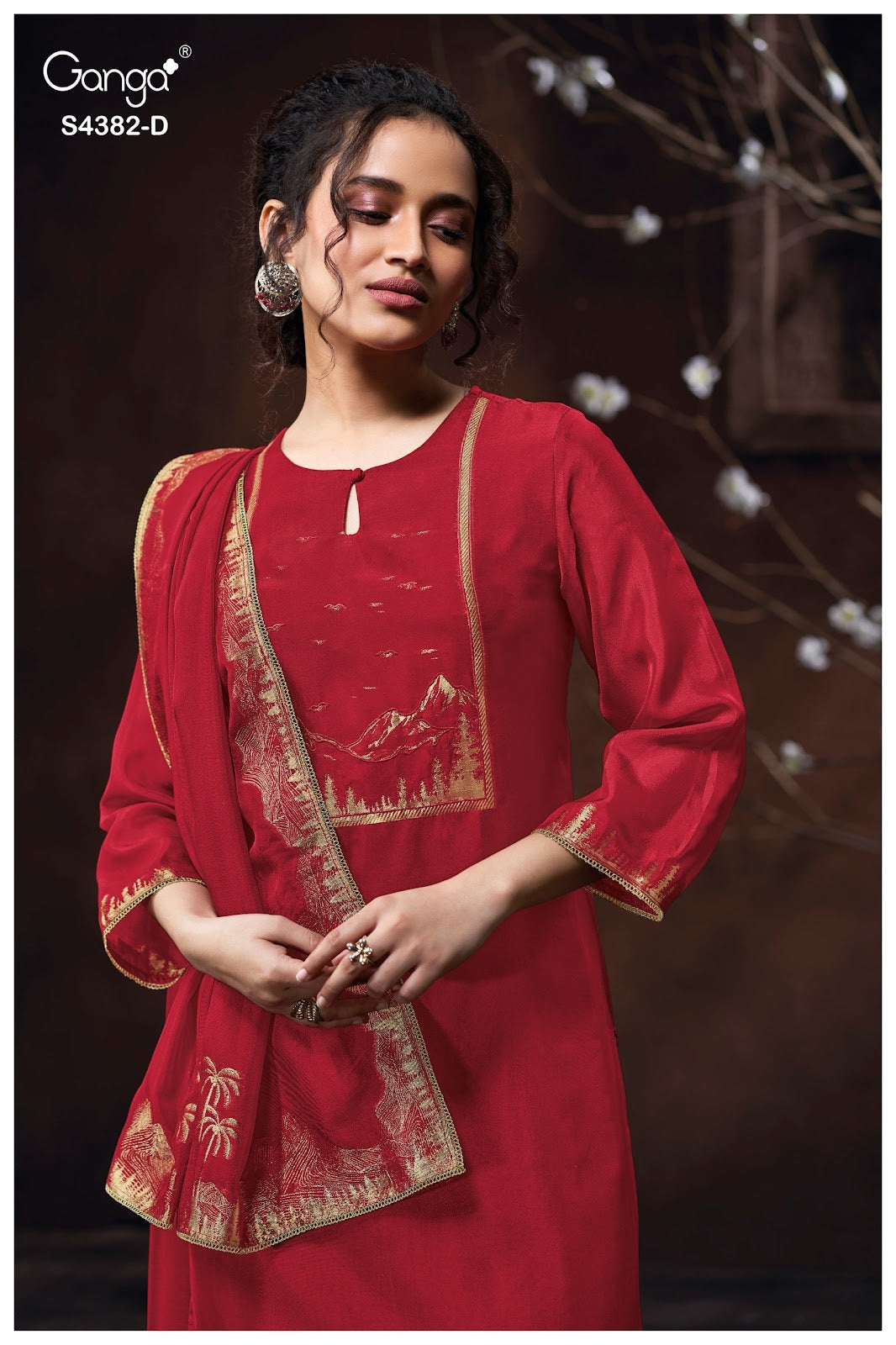 Nuvika 4382 Ganga Pure Viscose Plazzo Style Suits Wholesale Rate