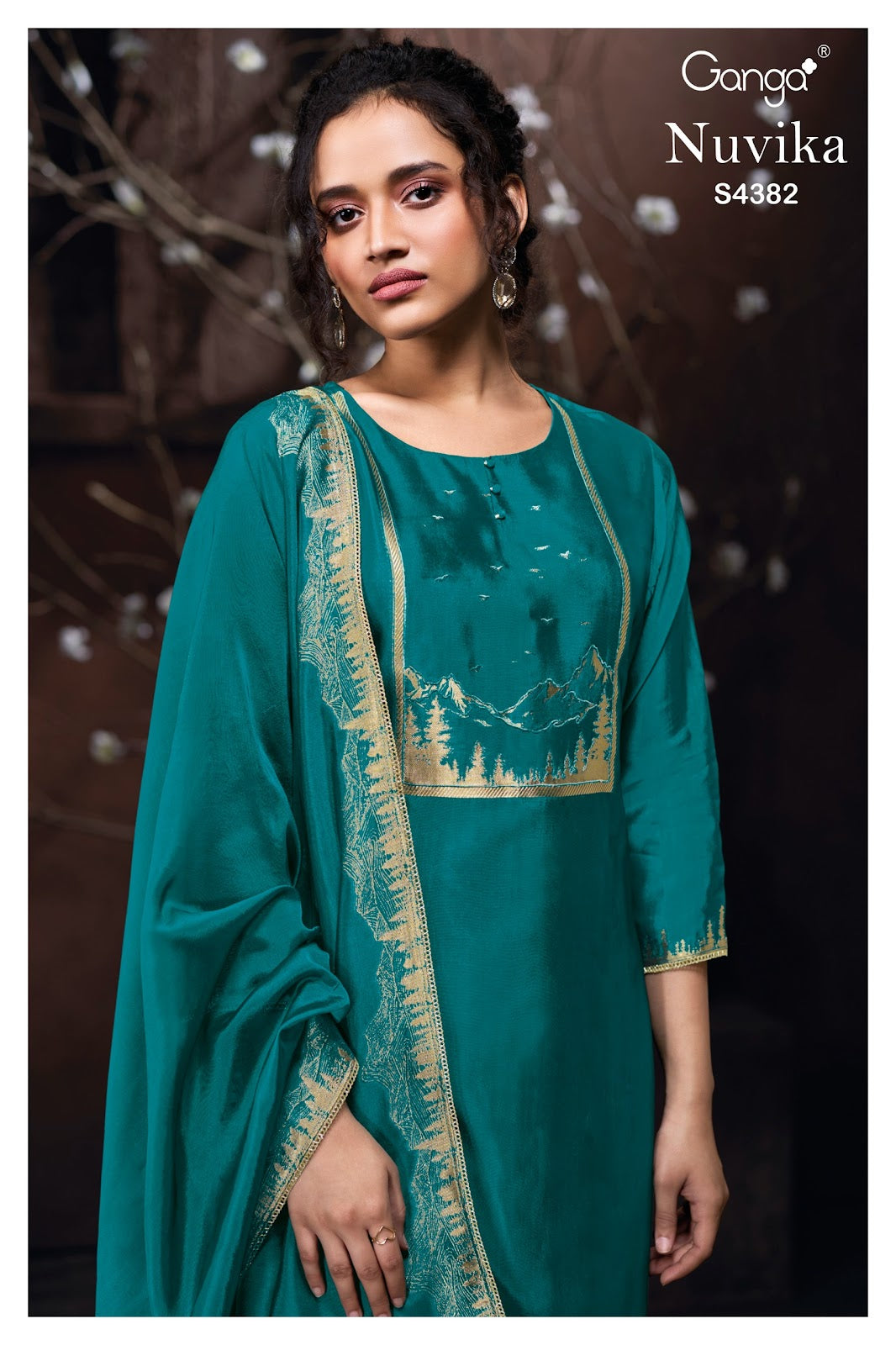 Nuvika 4382 Ganga Pure Viscose Plazzo Style Suits Wholesale Rate