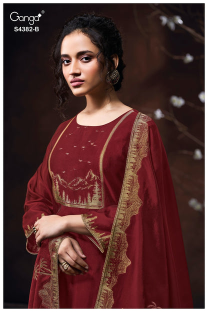 Nuvika 4382 Ganga Pure Viscose Plazzo Style Suits Wholesale Rate