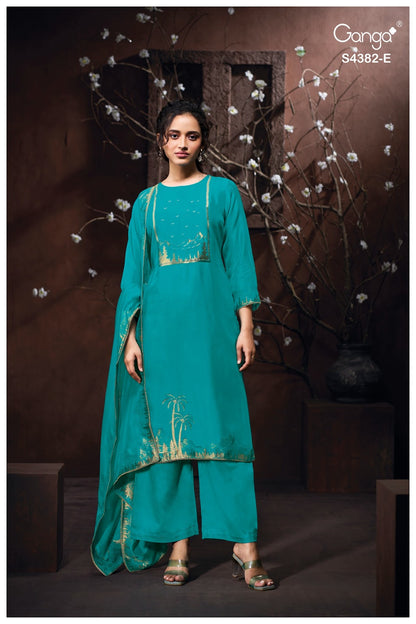 Nuvika 4382 Ganga Pure Viscose Plazzo Style Suits Wholesale Rate