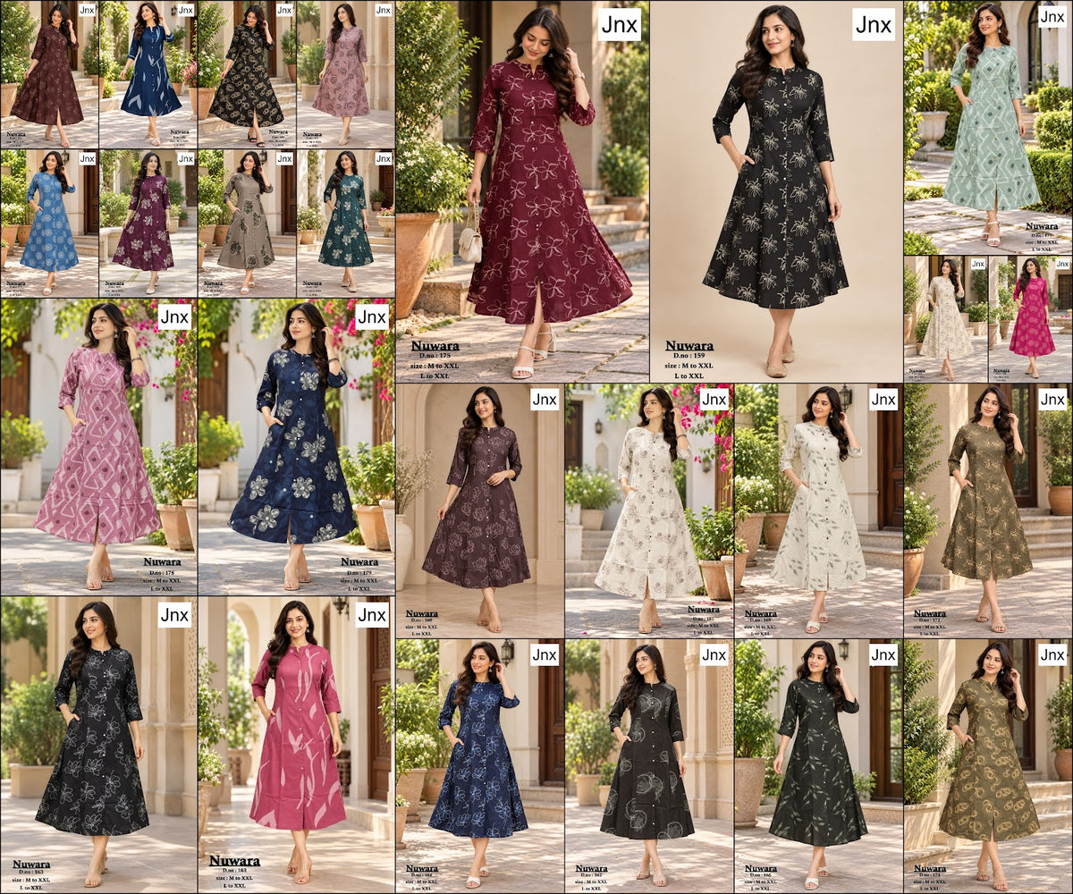 Nuwara Jnx Rayon 22Kg A-Line Kurti Wholesaler Ahmedabad