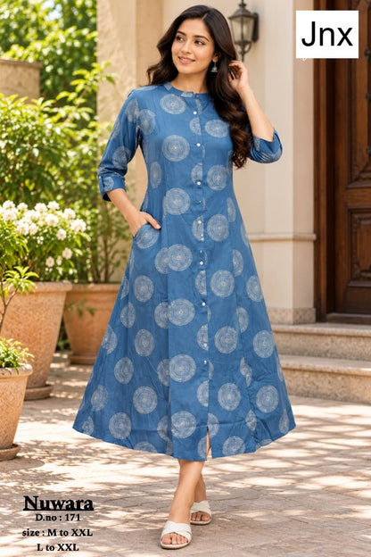 Nuwara Jnx Rayon 22Kg A-Line Kurti Wholesaler Ahmedabad
