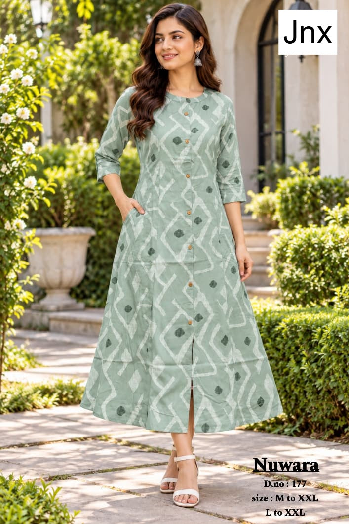 Nuwara Jnx Rayon 22Kg A-Line Kurti Wholesaler Ahmedabad