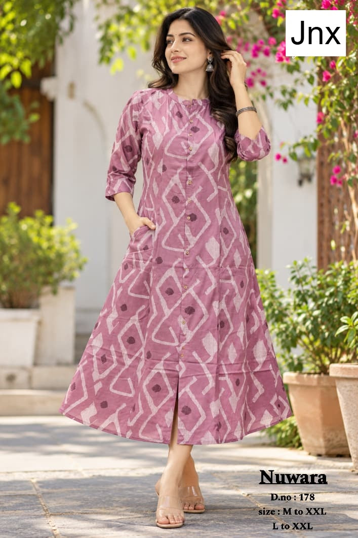 Nuwara Jnx Rayon 22Kg A-Line Kurti Wholesaler Ahmedabad