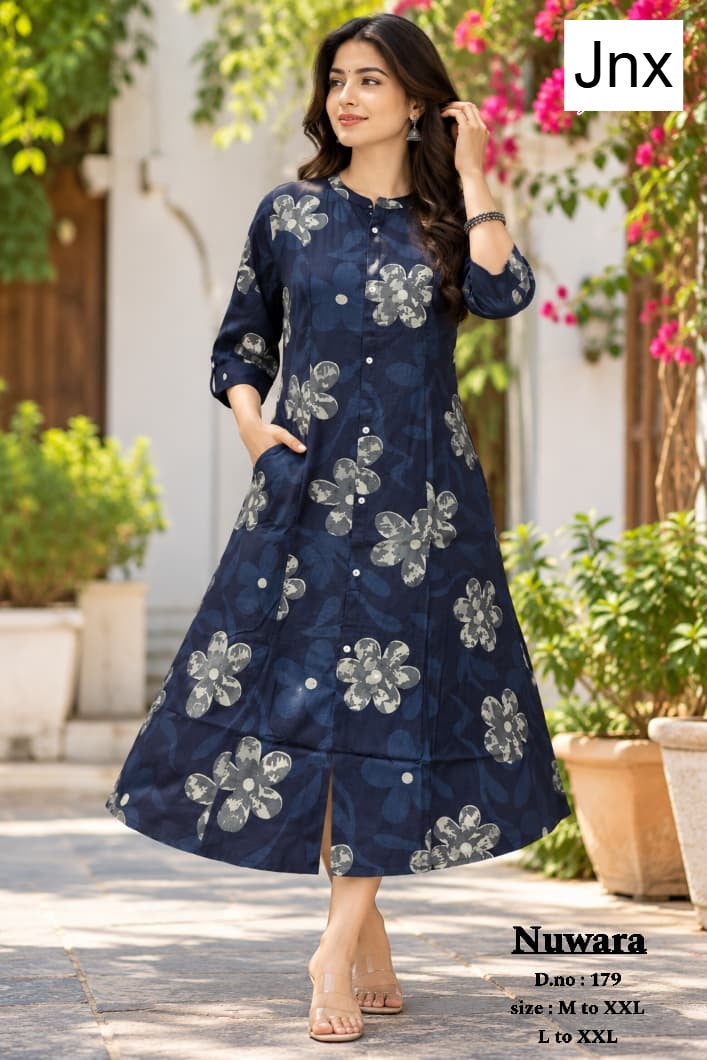 Nuwara Jnx Rayon 22Kg A-Line Kurti Wholesaler Ahmedabad