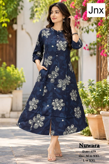 Nuwara Jnx Rayon 22Kg A-Line Kurti Wholesaler Ahmedabad