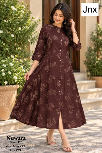 Nuwara Jnx Rayon 22Kg A-Line Kurti Wholesaler Ahmedabad