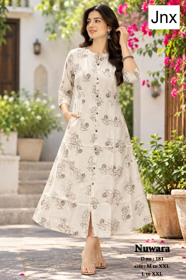 Nuwara Jnx Rayon 22Kg A-Line Kurti Wholesaler Ahmedabad