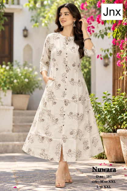 Nuwara Jnx Rayon 22Kg A-Line Kurti Wholesaler Ahmedabad