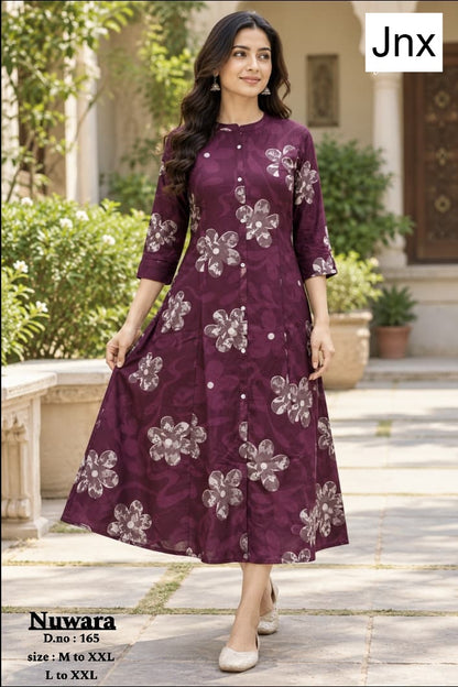 Nuwara Jnx Rayon 22Kg A-Line Kurti Wholesaler Ahmedabad