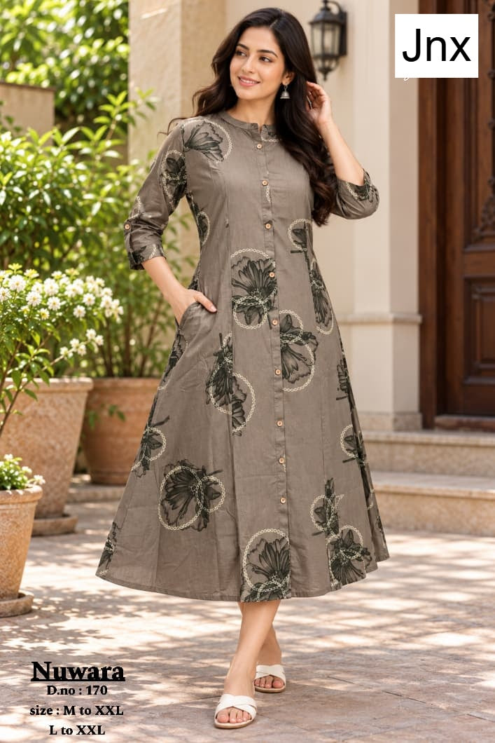 Nuwara Jnx Rayon 22Kg A-Line Kurti Wholesaler Ahmedabad