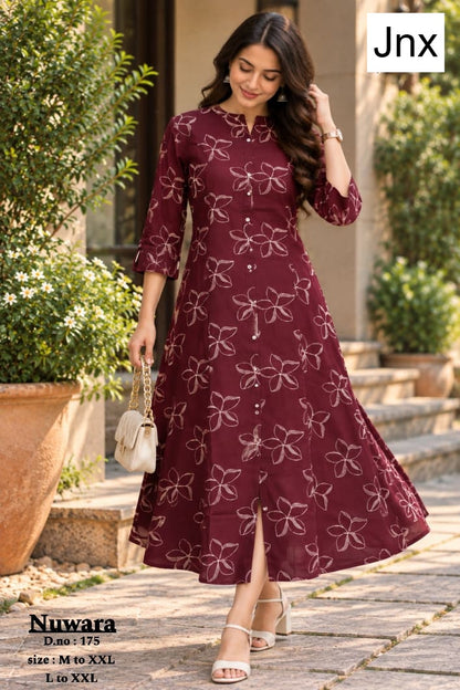 Nuwara Jnx Rayon 22Kg A-Line Kurti Wholesaler Ahmedabad